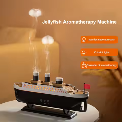 250ml Titanic Ship Model Air Humidifier Essential Oil Diffuser Jellyfish Smoke Ring Spray Aroma Diff