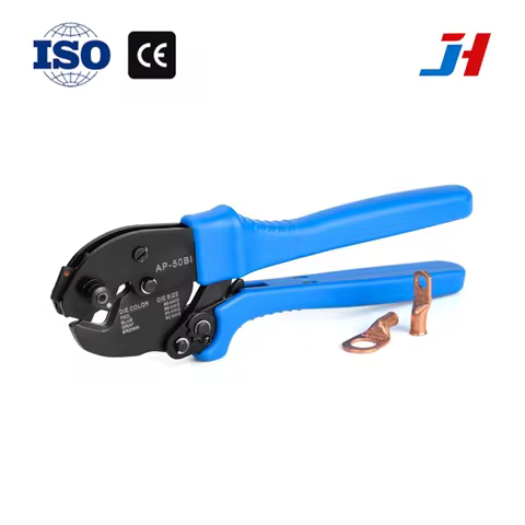 JH AP-50BI Battery Cable Ring Terminal Crimper for 8, 6, 4, 2AWG Copper Cable Lugs, Heavy Duty Wire 