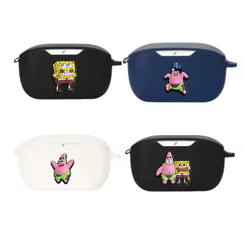 Potdemiel SpongeBob Earphone Case Cover For JBL Wave Buds/Buds2/100 Silicone Wireless Earbuds Protec