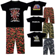 (7Y-12Y)UNIFORM FULL PRINT  Kids Pajamas - Baju Tidur Askar Paskal Bomba Budak Kanak-Kanak Lelaki Sedondon