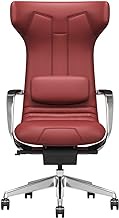 HDZWW Cowhide Boss Chair, Reclining Office Chairs with Linkage Armrest, Ergonomic High Back Executive Seat, Adjustable Lifting Computer Chair (Color : Red)