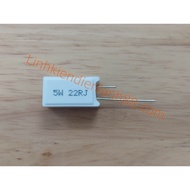(5 pieces) Ceramic Plug Resistor 5W 22RJ 1% Copper Pin, 100% New.