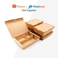 [WHOLESALE] 50/100/200pc Kraft Bento Box┃3 Compartment Takeaway Paper Box┃Lunch Box┃Ready Stock