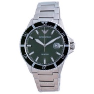 [Creationwatches] Emporio Armani Green Dial Stainless Steel Quartz AR11338 100M Men's Watch