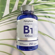 วิตามิน B-1 ไทอะมีน สนับสนุนพลังงาน ป้องกันเหนื่อยง่าย #B1 Vitamin B-1 100 mg 250 Tablets(PipingRock