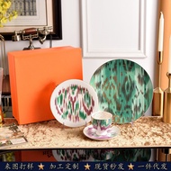 High-end Tableware Colorful European Light Luxury Gold-plated Ikabone Porcelain Coffee Cup And Sauce