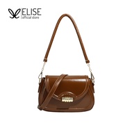 ELISE Sling Bag Women Fashion Saddle Bag PU Leather Shoulder Armpit Bag Retro French Style Small Squ