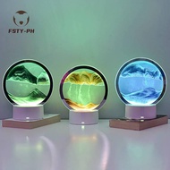 7W Power Dynamic Sand Quicksand Table Lamp Moving Sand 3D Flowing Sand