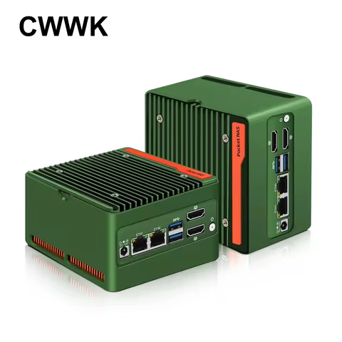 CWWK S14 N305 Mini PC X86-P5 Pocket-NAS, 4 x M.2 NVMe Mini Computer with 2 x i226-V 2.5GbE LAN, Bare