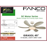 FANCO Girasol 46 Inch 3-blade/6blade DC Ceiling Fan with Extremely BRIGHT 36W LED (DAY/WARM/COOLWHITE)