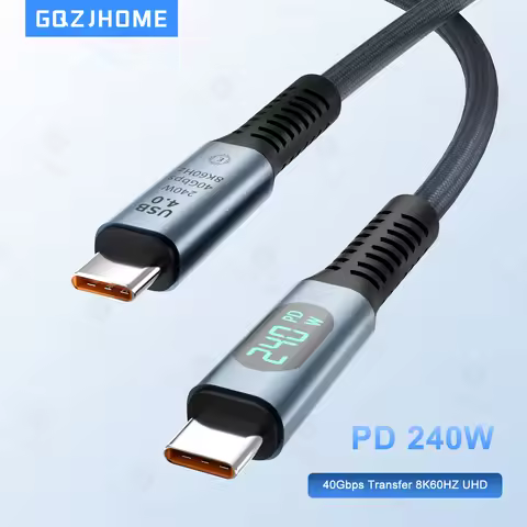 Thunder-bolt 4 Compatible for USB4 Cable with LED Display Supports 8K@60Hz 40Gbps 240W USB C PD Char