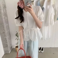 Aiyiyi Short-Sleeved Shirt Chiffon Top Puff Sleeve S-2XL Small Niche Casual Top-15383.