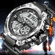 LIGE watch for man LED Quartz Silicone 50m Waterproof Dual Display Fashion seiko automatic watch kids watch+ Box