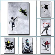 Banksy Street Graffiti Decorative Canvas Painting No.2 Girl with Balloon Art Poster Abstract Figure 