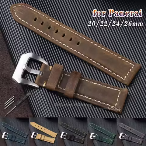 Vintage Leather Watch Band 20mm 22mm 24mm 26mm for Panerai for Rolex Universal Bracelet Business Men