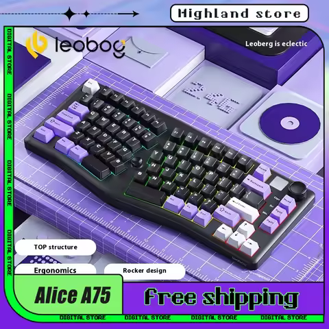 Leobog Alice A75 Mechanical Keyboard Ergonomics Keyboard 3Mode 2.4G Bluetooth Wireless Hot swap RGB
