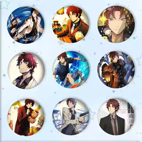 Hot Anime B-Bungo Stray D-Dogs Oda Sakunosuke Manga Badge Tinplate Round Laser Brooch Clothes Backpa