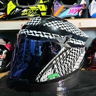 JPX NOVA X V2 HELMET ISA ALKAF MOTIF BLACK HALF FACE DOUBLE VISOR ORIGINAL SNI DOT