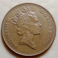 Koleksi Koin kuno British Jadul Elizabeth 2 pence Tahun 1996