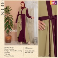New Nibras Nb B46 Bahan Carina Gamis Wanita Muslimah Polos Syari Dress