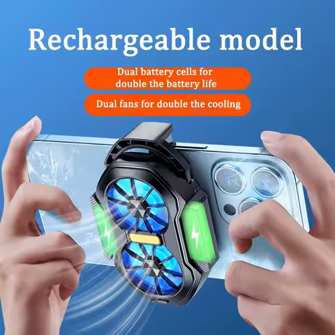 FS01 Dual Fan Rechargeable Phone Cooler 600mAh Battery Long Lasting Stronger Strong Air Cooling for