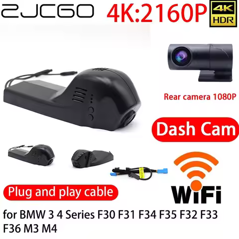 ZJCGO 4K Car DVR Dash Cam Wifi Front Rear Camera 24h Monitor for BMW 3 4 Series F30 F31 F34 F35 F32 