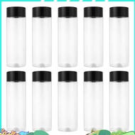 10Pcs 400Ml/13.5Oz Plastic Juice Bottle Transparent Coarse Cereals Storage Container Beverage Bottle