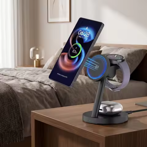 25W Qi2.2 3 in 1 Fast Magnetic Wireless Charger Stand 45W Plug For iPhone 17 16 Plus Pro Max Apple W