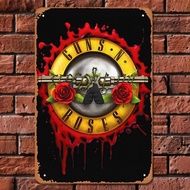[Noel.sg] Vintage Metal Plate Guns N Roses Rectangular Iron Painting Wall Art Home Decor