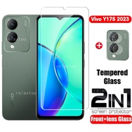 2IN1 Full Screen Protector Tempered Glass For Vivo Y17S Y17 S Vivo Y17S 2023 Tempered Film HD Clear Film Phone Protector Lens Film Glass Case Phone Film