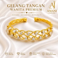 Bangle Bintang Boba Gold mix Chrome Adjustable Titanium Gold Plated Anti Karat