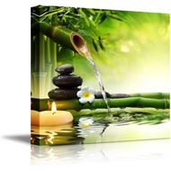 Canvas Wall Art Spa Stones in Garden with Flow Water Modern Home Art Canvas Prints Giclee Printing W