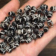 Natural Black Agate Dzi Beads About 8x12mm Noble Totem DIY Bracelet Necklace Spacer Beads with Beads