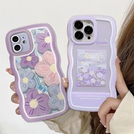 Samsung Galaxy J4 Plus J6 Plus 2018 J2 Pro J7 Prime J7 Pro J7 2017 ON7 2016 Painting Pink Purple Flower Floral Soft Cover Wave Edge Frame Phone Case Shockproof Clear Casing