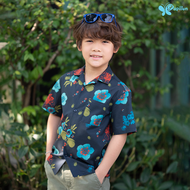 Kids Oversized Summer Shirt เสื้อฮาวายลายดอกทุเรียน ทรง Oversized  มาพร้อมกระเป๋าด้านซ้าย จากผ้า Light Cotton 100% ถูกทอให้เนื้อบาง สัมผัสนุ่ม ใส่สบายในฤดูร้อน