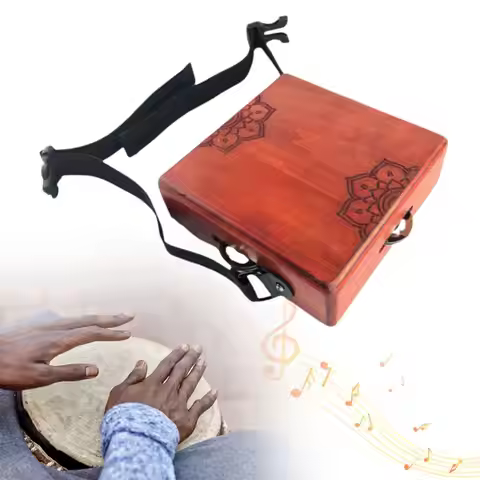 Handheld Cajon Drum Mini Wooden Percussion Box with Adjustable Strap for Travel Practice and Stadium