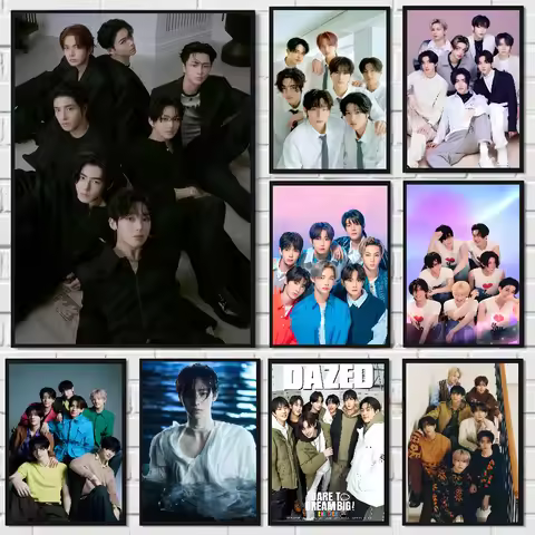 E-ENHYPEN Kpop Man Poster HD art sticky wall waterproof home living room bedroom bar aesthetic decor