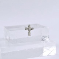 碎鑽十字架耳環(單只) (白色CZ鑽石) 925純銀