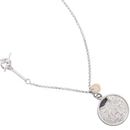 Hermes Exlibris MM Necklace, Sterling Silver 925 x 18K Yellow Gold, Approx. 16.1g, Unisex [Pre-owned