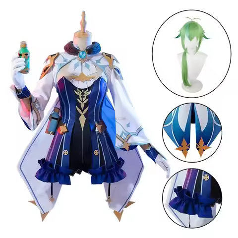 Genshin Impact Sucrose Cosplay Costume Adult Carnival Uniform Wig Anime Halloween Party Outfit For W