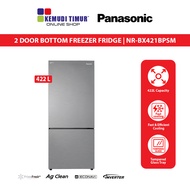 PANASONIC FRIDGE 2 DOOR BOTTOM FREEZER INVERTER ECONAVI AG CLEAN 422L (SILVER) | NR-BX421BPSM