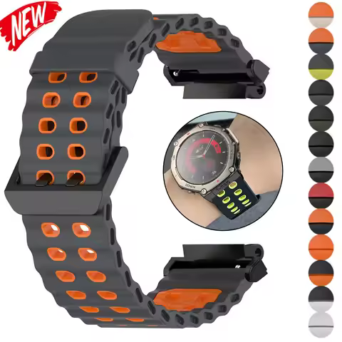 Marine band for Amazfit watch T-rex 3/2/ultra two-tone elastic silicone strap for T-Rex/T Rex Pro br