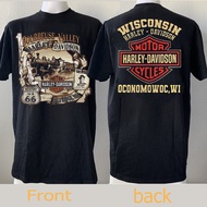 HH เสื้อยืด เสื้อฮาเลย์ (harley davidson) ผ้าบาง50/50 เสื้อผ้า เสื้อวินเทจ USA  เสื้อยืดคอกลมผ้าฝ้าย