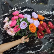 MAWAR ROSE BUDS BLOOMING PREMIUM FABRIC 7 ARTIFICIAL FLOWERS 7 FLOWERS