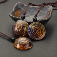 7 Chakra Healing Crystal Pendant Spiral Adjustable Round Resin Ammonite Chip Stones Gemstones Neckla