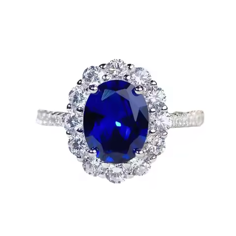 3CT 7x9mm Oval Shape Sapphire Engagement Ring for Women Solid Platinum PT950 Ring Certified Popular