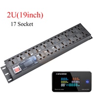 2U PDU power strip Voltmeter Ammeter Power Energy Meter,17Ways Extenison Socket,Switch,2meter cord