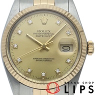 勞力士 Datejust 男士腕錶，10 鑽鑲嵌，古董款，Datejust 男士腕錶 16013(R)，附帶保固卡，K18YG/SS 材質，顏色錶殼，1988 年，成色極佳 [二手]