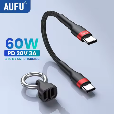 AUFU PD60W USB Type C to Type C Cable Quick Charge 3.0 USBC Short Cable for iPhone MacBook Xiaomi Po