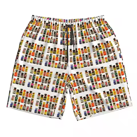 Poppers Bottles Gay Rush Jungle Juice Amyl Inhaler Trunks Beach Board Shorts Casual Quick Dry Swim S